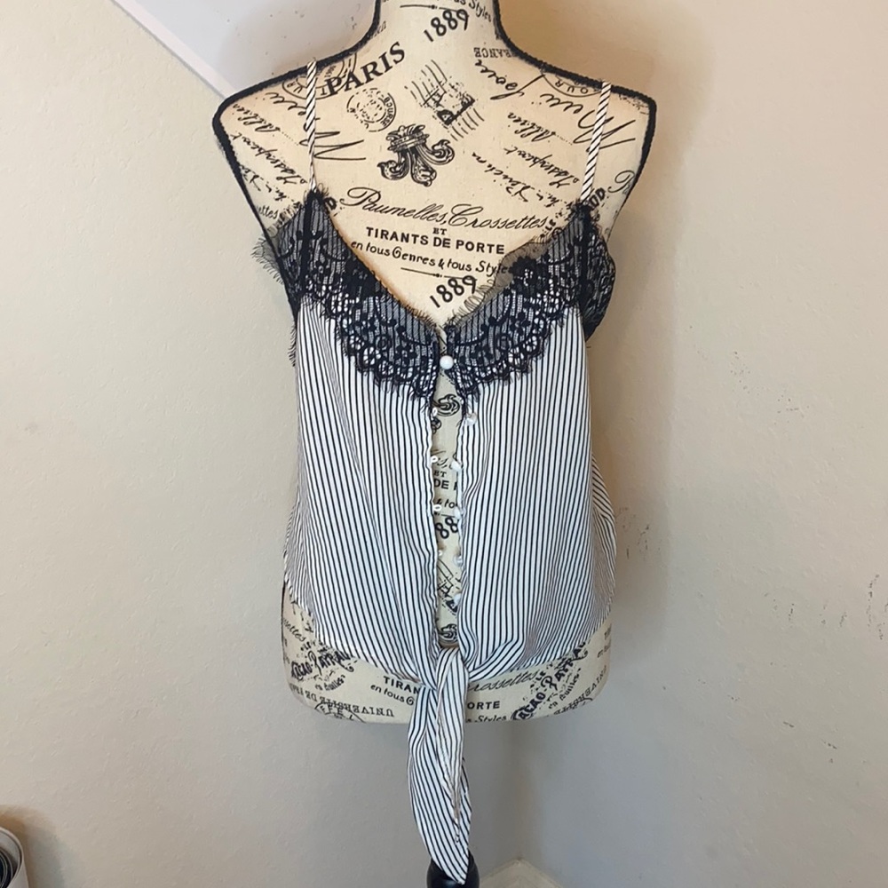 NEW Shein Lace Striped Button Top